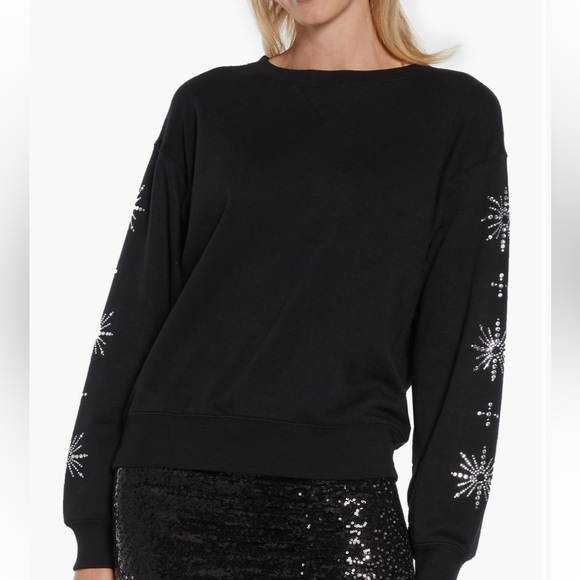 Wildfox Tops - WILDFOX SNOWFLAKE CODY RHINESTONE SWEATSHIRT LARGE BLACK SILVER